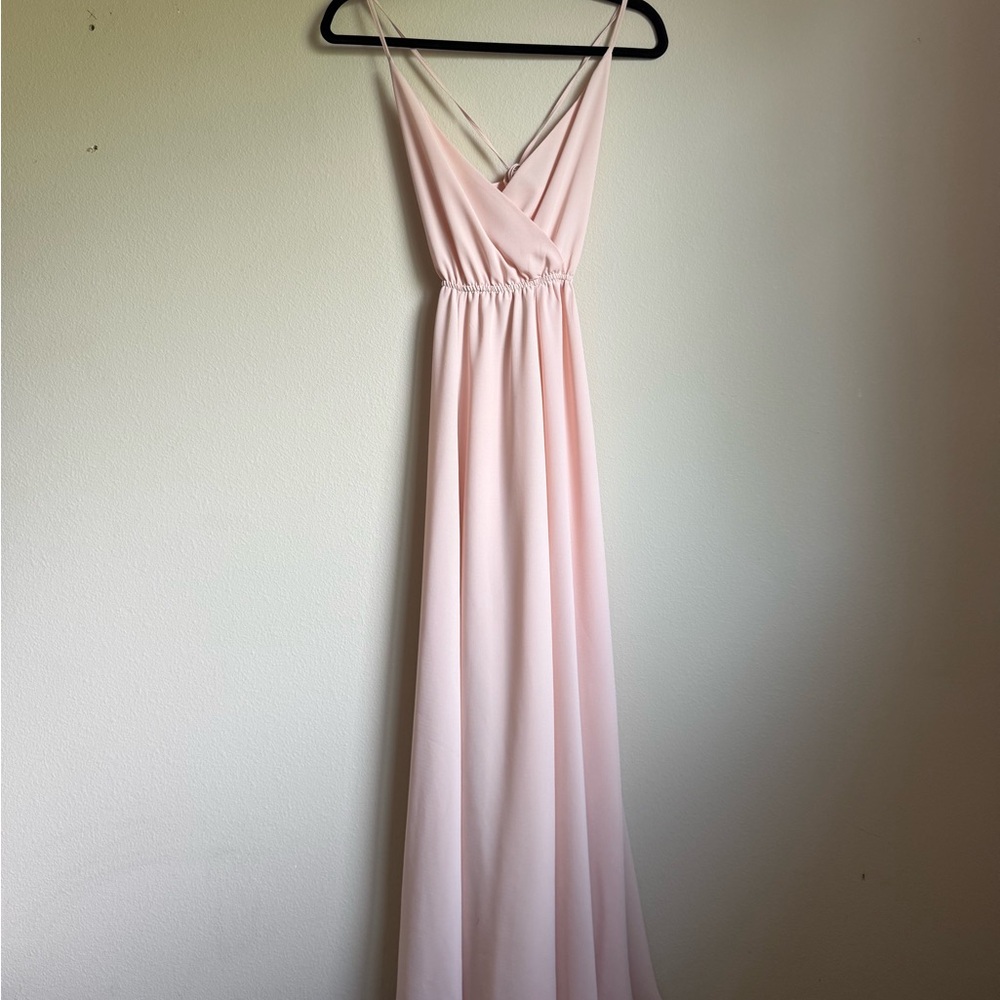 Lulu's Pink V-Neck Spaghetti Strap Maxi Dress